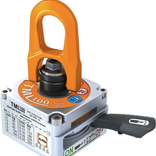 Permanent-Magnet-Hebesystem von Alfra. Permanent-Magnet-Hebesystem von Alfra.