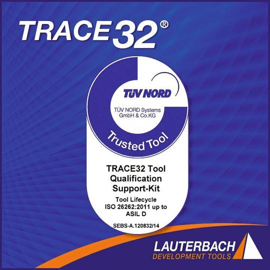 Das Qualifizierungs-Support-Kit TRACE32 von Lauterbach wurde vom TÜV Nord für die Entwicklung von Systemen nach ISO 26262 zertifiziert. Das Qualifizierungs-Support-Kit TRACE32 von Lauterbach wurde vom TÜV Nord für die Entwicklung von Systemen nach ISO 26262 zertifiziert.