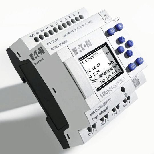 Über die integrierte Ethernet-Schnittstelle lässt sich das Steuerrelais Easy E4 mit allen Standard-LAN/WLAN-Routern, Repeatern oder d-Lans verbinden. Über die integrierte Ethernet-Schnittstelle lässt sich das Steuerrelais Easy E4 mit allen Standard-LAN/WLAN-Routern, Repeatern oder d-Lans verbinden.