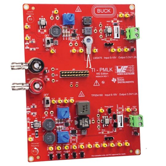 Experimentierplatine zur Wirkung induktiver Bauelemente: Der Lernbaukasten wurde von Würth Elektronik eiSos in Zusammenarbeit mit Texas Instruments und Prof. Nicola Femia von der Universität Salerno/Italien entwickelt. Experimentierplatine zur Wirkung induktiver Bauelemente: Der Lernbaukasten wurde von Würth Elektronik eiSos in Zusammenarbeit mit Texas Instruments und Prof. Nicola Femia von der Universität Salerno/Italien entwickelt.