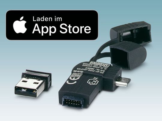 Der Bluetooth-Adapter wird auf das Logikmodul gesteckt und ermöglicht in Kombination mit der PLC-Logic-App den drahtlosen Zugriff auf die Prozessdaten.