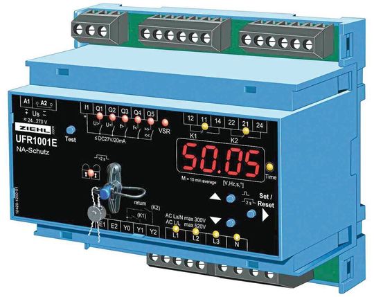 Das UFR1001E ist ein Netz- und Anlagenschutz-Relais für Eigenerzeugungsanlagen nach den neuen Normen VDE-AR-N 4105:2018-11 und VDE-AR-N 4110:2018-11. Das UFR1001E ist ein Netz- und Anlagenschutz-Relais für Eigenerzeugungsanlagen nach den neuen Normen VDE-AR-N 4105:2018-11 und VDE-AR-N 4110:2018-11.