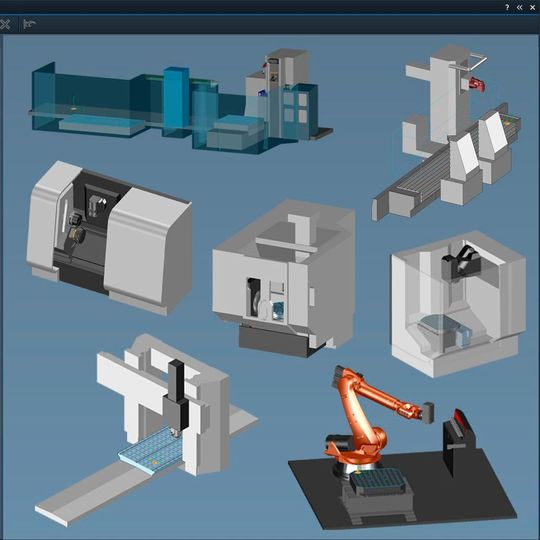 The Tebis machine library contains more than 800 virtual machine models in 3,000 variants – including multi-axis machines such as turning/milling machines and lathes with a main and secondary spindle. The Tebis machine library contains more than 800 virtual machine models in 3,000 variants – including multi-axis machines such as turning/milling machines and lathes with a main and secondary spindle.