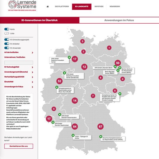 KI-Landkarte: Plattform zeigt Innovationen in Deutschland. KI-Landkarte: Plattform zeigt Innovationen in Deutschland.