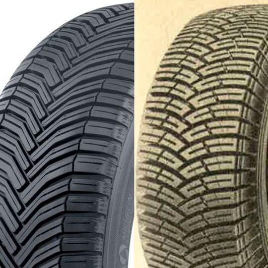 Geschichte wiederholt nicht, Reifenprofile aber scheinbar schon: der Michelin Crossclimate von 2015 (li.) und der Dunlop M+S von 1956. Geschichte wiederholt nicht, Reifenprofile aber scheinbar schon: der Michelin Crossclimate von 2015 (li.) und der Dunlop M+S von 1956.