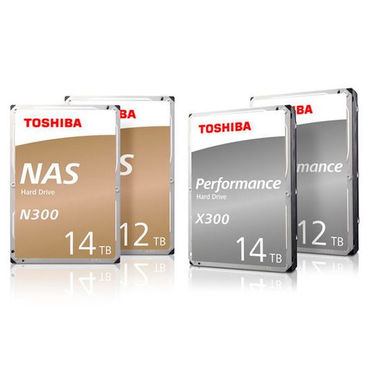 Toshibas N300- und X300-Reihe wird künftig auch Helium-basierte Festplatten mit 12 und 14 Terabyte Kapazität umfassen. Toshibas N300- und X300-Reihe wird künftig auch Helium-basierte Festplatten mit 12 und 14 Terabyte Kapazität umfassen.