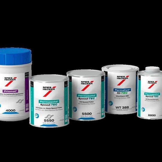 Spies Hecker erweitert sein Speed-TEC Sortiment. Diese umfasst neben dem Permasolid HS Speed Füller 5500 und den Permasolid HS Speed Klarlack 8800 ab sofort auch den Permasolid Speed-TEC HS Nass-in-Nass Speed Füller 5550. Spies Hecker erweitert sein Speed-TEC Sortiment. Diese umfasst neben dem Permasolid HS Speed Füller 5500 und den Permasolid HS Speed Klarlack 8800 ab sofort auch den Permasolid Speed-TEC HS Nass-in-Nass Speed Füller 5550.