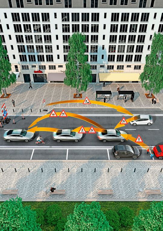 Um autonom fahren zu können, braucht der Computer auch Infos über Baustellen oder Ampelanlagen.