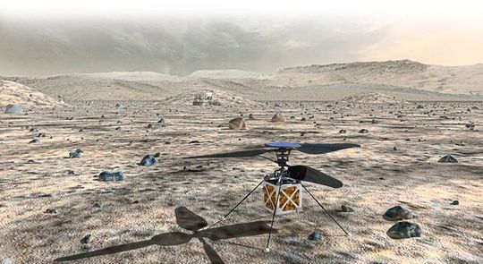 Vue 3D de l'hélicoptère martien. Vue 3D de l'hélicoptère martien.