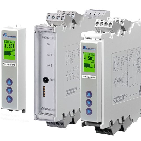 Neben bipolaren Strom-/V- und mV-Eingängen verfügt das Gerät u.a. über Eingänge für Widerstandsthermometer, Potentiometer sowie für Thermoelemente der Typen J, T, K, E, N, S, R, B und C. Neben bipolaren Strom-/V- und mV-Eingängen verfügt das Gerät u.a. über Eingänge für Widerstandsthermometer, Potentiometer sowie für Thermoelemente der Typen J, T, K, E, N, S, R, B und C.