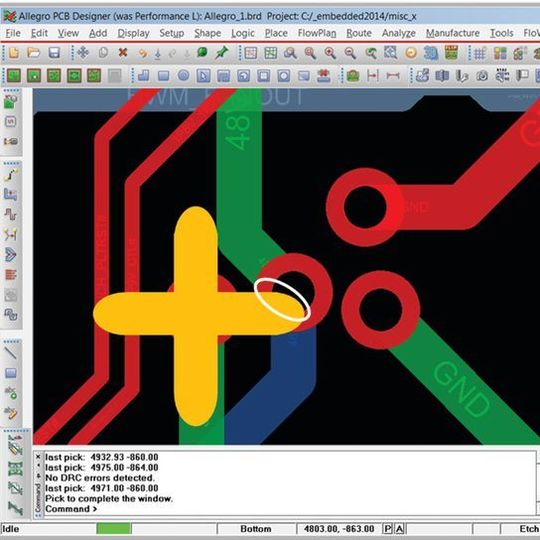 Bild 1: Beispiel für die Prüfung auf Einhaltung der Design-Regeln für CAF in OrCAD bzw. im Allegro-PCB-Editor bei Gleichstromnetzen. Bild 1: Beispiel für die Prüfung auf Einhaltung der Design-Regeln für CAF in OrCAD bzw. im Allegro-PCB-Editor bei Gleichstromnetzen.