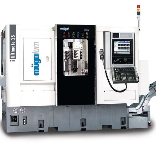 Das Messe-Highlight ist die iUltimate-2S, auf der nahezu alle Werkstücke ab Stange bis Ø 42mm an Vorder- und Rückseite komplett bearbeitet werden können. Das Messe-Highlight ist die iUltimate-2S, auf der nahezu alle Werkstücke ab Stange bis Ø 42mm an Vorder- und Rückseite komplett bearbeitet werden können.
