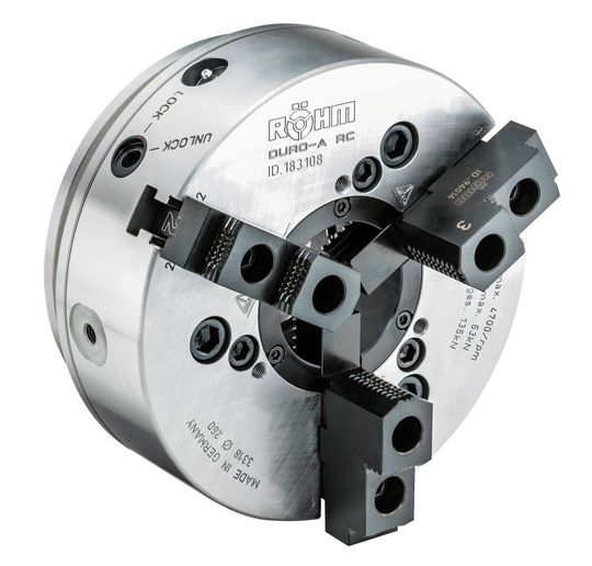 Eine hohe Spannpräzision und eine große Spannkraft sollen das universell einsetzbare Kraftspannfutter Duro-A RC von Röhm auszeichnen. Was noch von Vorteil ist: ein Backenwechsel ist damit laut Hersteller in weniger als 50 s erledigt. Eine hohe Spannpräzision und eine große Spannkraft sollen das universell einsetzbare Kraftspannfutter Duro-A RC von Röhm auszeichnen. Was noch von Vorteil ist: ein Backenwechsel ist damit laut Hersteller in weniger als 50 s erledigt.