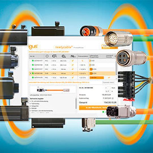 Mit dem igus Online-Tool „readycable Produktfinder“ können konfektionierte Antriebsleitungen, für den Einsatz in der Energiekette, einfach ausgewählt und bei igus bestellt werden Mit dem igus Online-Tool „readycable Produktfinder“ können konfektionierte Antriebsleitungen, für den Einsatz in der Energiekette, einfach ausgewählt und bei igus bestellt werden