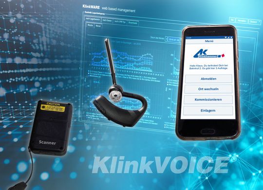 Multi-Media-Kit, bestehend aus Smartphone mit App, Headset und Scanner. Es soll Voice- und Handfunkterminals ersetzen und für mehr Flexibilität im Lager sorgen. Multi-Media-Kit, bestehend aus Smartphone mit App, Headset und Scanner. Es soll Voice- und Handfunkterminals ersetzen und für mehr Flexibilität im Lager sorgen.
