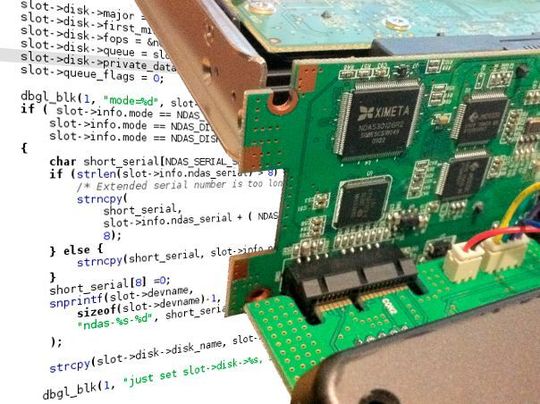 Ausschnitt eines GPL-Treibercodes für eine NDAS-Plattform unter Linux. Ausschnitt eines GPL-Treibercodes für eine NDAS-Plattform unter Linux.