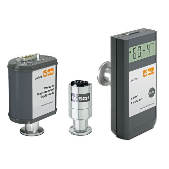 Die drei Produktreihen der Vac Test Vakuummesstechnologie von Busch: Vac Test Digitaltransmitter, Vac Test Analogtransmitter, Vac Test Mobile Messgeräte (von links nach rechts) Die drei Produktreihen der Vac Test Vakuummesstechnologie von Busch: Vac Test Digitaltransmitter, Vac Test Analogtransmitter, Vac Test Mobile Messgeräte (von links nach rechts)