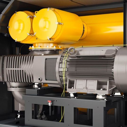 250 Kilowatt kompakt: Ein direkt am Gebläseblock montierter Motor Simotics SD next generation von Siemens erreicht am Umrichter Sinamics G120 die Systemwirkungsgradklasse IES2 und über den gesamten Regelbereich einen optimierten Wirkungsgrad. 250 Kilowatt kompakt: Ein direkt am Gebläseblock montierter Motor Simotics SD next generation von Siemens erreicht am Umrichter Sinamics G120 die Systemwirkungsgradklasse IES2 und über den gesamten Regelbereich einen optimierten Wirkungsgrad.