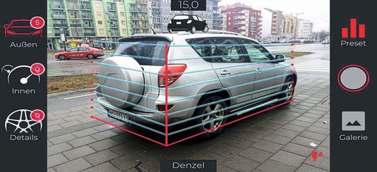 Die App erfasst das Auto im Bild und isoliert die Bilddaten vom Hintergrund. Die App erfasst das Auto im Bild und isoliert die Bilddaten vom Hintergrund.