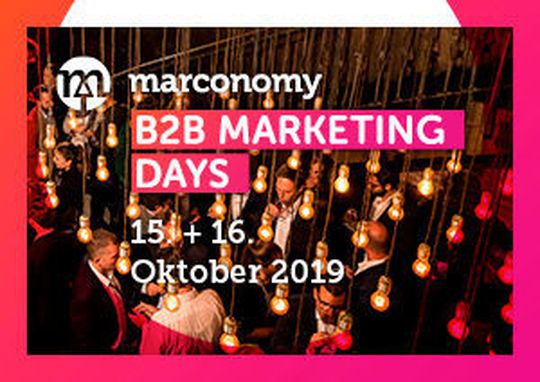 Der Marketing-Fachkongress für den Mittelstand: die marconomy B2B Marketing Days finden am 15. und 16. Oktober 2019 in Würzburg statt. Der Marketing-Fachkongress für den Mittelstand: die marconomy B2B Marketing Days finden am 15. und 16. Oktober 2019 in Würzburg statt.