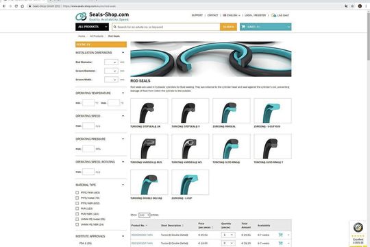 Auf der Online-Plattform stehen Kunden mehr als 10.500 Artikel rund um die Hydraulikdichtung für den europaweiten Versand innerhalb weniger Tage zur Verfügung. Auf der Online-Plattform stehen Kunden mehr als 10.500 Artikel rund um die Hydraulikdichtung für den europaweiten Versand innerhalb weniger Tage zur Verfügung.
