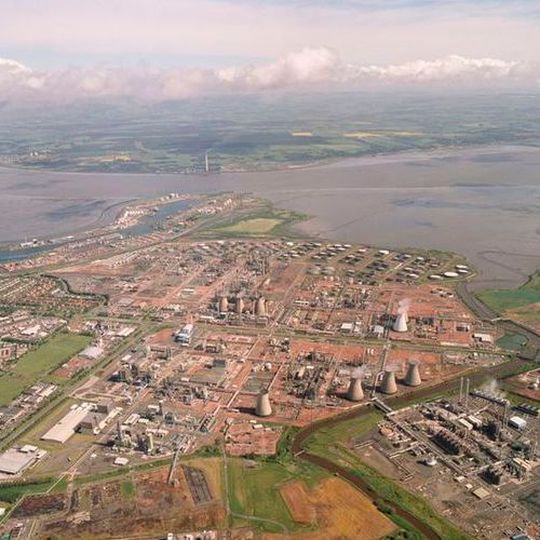 Aerial view of the Grangemouth refinery complex on the Firth of Forth in Scotland. Aerial view of the Grangemouth refinery complex on the Firth of Forth in Scotland.