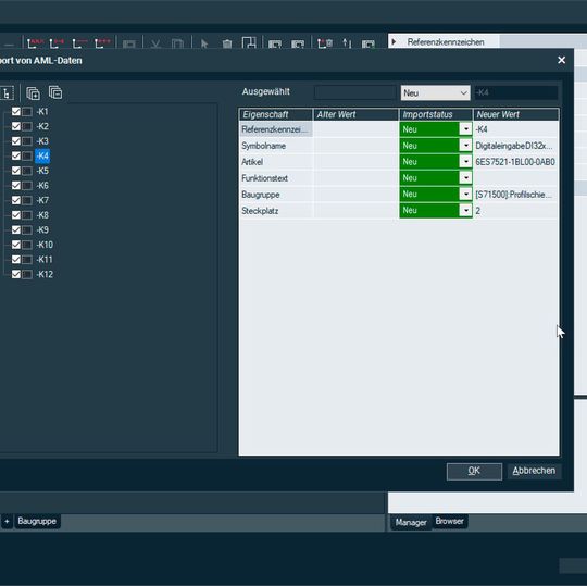 Die in der TIA-Welt zusammengestellte SPS-Konfiguration lässt sich direkt in die E-CAD-Software von WS-CAD importieren und nach Entwicklung des Stromlaufplans wieder ins TIA-Portal zur Programmierung zurück spielen. Die in der TIA-Welt zusammengestellte SPS-Konfiguration lässt sich direkt in die E-CAD-Software von WS-CAD importieren und nach Entwicklung des Stromlaufplans wieder ins TIA-Portal zur Programmierung zurück spielen.