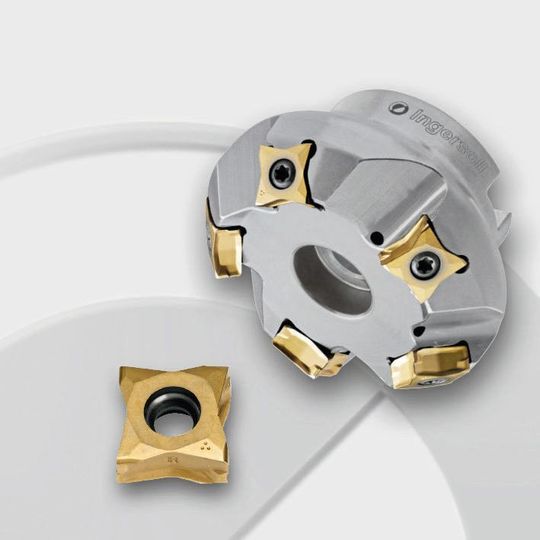 Der Goldmax8-Planfräser mit 45°-Anstellwinkel. Der Goldmax8-Planfräser mit 45°-Anstellwinkel.
