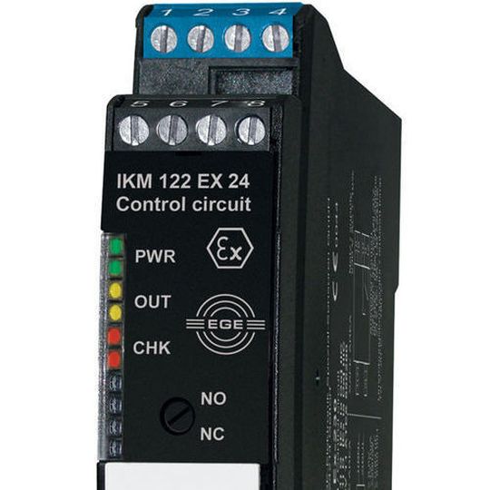 The IEC Ex-certified signal processing unit for installation outside gas and dust explosion hazard zones connects to intrinsically safe two-wire sensors. The IEC Ex-certified signal processing unit for installation outside gas and dust explosion hazard zones connects to intrinsically safe two-wire sensors.