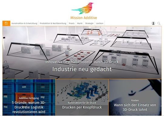 Eindruck unseres neuen Portals zum Thema Additive Fertigung.