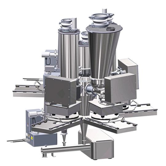 Coperion K-Tron’s new QT20 and QT35 pharmaceutical feeders with redesigned trapezoid scale shape and significantly smaller footprint are optimized for multi-feeder clusters around a process inlet. Coperion K-Tron’s new QT20 and QT35 pharmaceutical feeders with redesigned trapezoid scale shape and significantly smaller footprint are optimized for multi-feeder clusters around a process inlet.