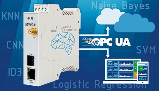 SSV zeigt auf der Hannover Messe mit dem IGW/941 ein kompaktes Edge-Gateway mit vorinstalliertem KI-Software-Stack. Dieser bietet neben zahlreichen mathematischen Funktionen auch verschiedene Machine-Learning-Algorithmen zur Klassifizierung und Regression. Damit lassen sich Anwendungen erstellen, in denen Sensordaten in Echtzeit direkt auf der Hutschiene mit Hilfe des maschinellen Lernens analysiert werden. SSV zeigt auf der Hannover Messe mit dem IGW/941 ein kompaktes Edge-Gateway mit vorinstalliertem KI-Software-Stack. Dieser bietet neben zahlreichen mathematischen Funktionen auch verschiedene Machine-Learning-Algorithmen zur Klassifizierung und Regression. Damit lassen sich Anwendungen erstellen, in denen Sensordaten in Echtzeit direkt auf der Hutschiene mit Hilfe des maschinellen Lernens analysiert werden.