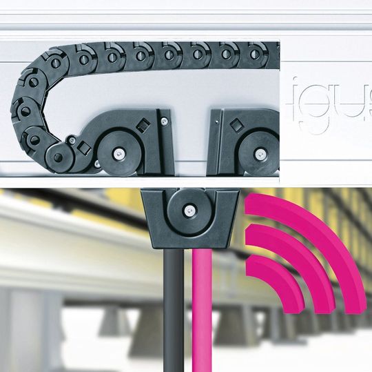 Um nicht nur Energie, sondern auch Daten, Flüssigkeiten und Luft gleichzeitig führen zu können, hat Igus das Energieführungssystem Micro Flizz entwickelt.