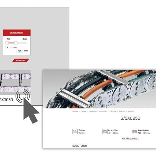 Mit dem Quickfinder sollen Kunden die am besten geeignete Energiekette aus dem Portfolio von Tsubaki Kabelschlepp finden können.