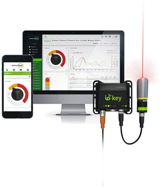 Die Komplettlösung Io-Key von Autosen besteht aus einem IO-Link Gateway und einem Cloudzugang ab 5 Euro im Monat. Die Komplettlösung Io-Key von Autosen besteht aus einem IO-Link Gateway und einem Cloudzugang ab 5 Euro im Monat.