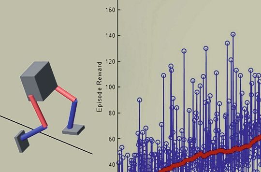 Reinforcement Learning Toolbox: Lauf-Training eines zweibeinigen Robotors mit dem DDPG-Agent. Reinforcement Learning Toolbox: Lauf-Training eines zweibeinigen Robotors mit dem DDPG-Agent.