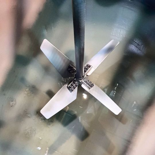 Fig. 3: 2.1 m diameter impeller with solid ceramic blades Fig. 3: 2.1 m diameter impeller with solid ceramic blades