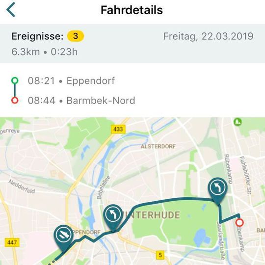 Zur Tarifberechnung werden per Sensor und App Fahrdaten erfasst. Zur Tarifberechnung werden per Sensor und App Fahrdaten erfasst.