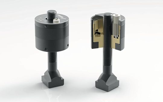 Die Kraftspannmutter MDA ermöglicht eine Anwendung mit unterschiedlichen Spannhöhen. Ein robustes Zahnradgetriebe mit spezieller Gleitlagerung vervielfacht das manuelle Anzugsmoment.