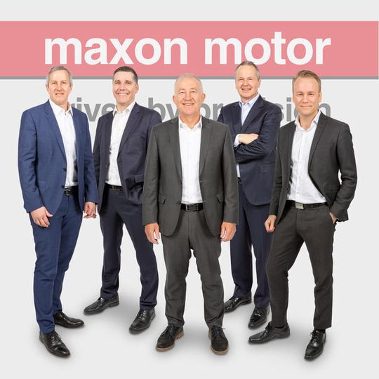 Das aktuelle globale Management von maxon (von links): Martin Zimmermann, Norbert Bitzi, Eugen Elmiger, Ulrich Claessen und Björn Axelsson. Das aktuelle globale Management von maxon (von links): Martin Zimmermann, Norbert Bitzi, Eugen Elmiger, Ulrich Claessen und Björn Axelsson.