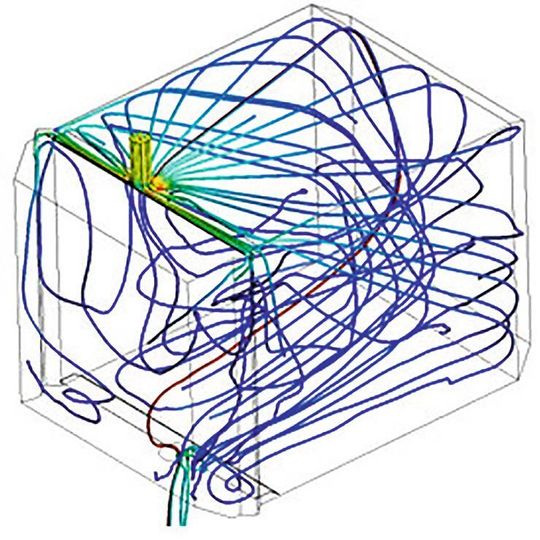 Simulation der Luftströmungen in einem Filterelement zur Analyse und Optimierung. Simulation der Luftströmungen in einem Filterelement zur Analyse und Optimierung.