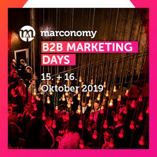 Am 15. und 16. Oktober 2019 finden die marconomy B2B Marketing Days in Würzburg statt. Am 15. und 16. Oktober 2019 finden die marconomy B2B Marketing Days in Würzburg statt.