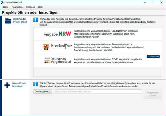 Cosinex Multiplattform-Bietertool Cosinex Multiplattform-Bietertool