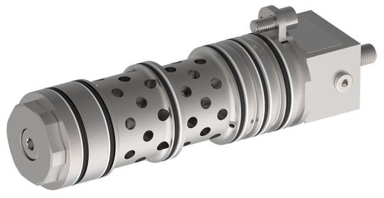 Die Senkbremsventilpatrone in Baugröße 40 kann bei einem Volumenstrom von bis zu 1300 l/min und einem Betriebsdruck von maximal 350 bar eingesetzt werden.
