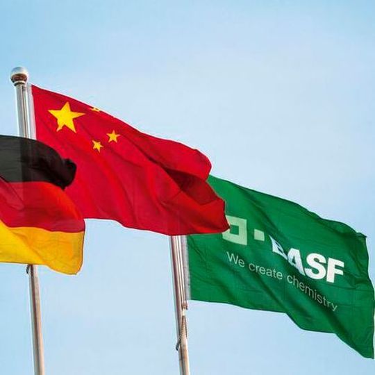 Flags at a BASF plant in China. Flags at a BASF plant in China.