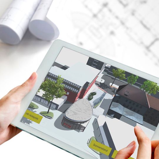 Eine Simulationssoftware macht den Städtebau mit VR-Brille oder Tablets erlebbar. Eine Simulationssoftware macht den Städtebau mit VR-Brille oder Tablets erlebbar.