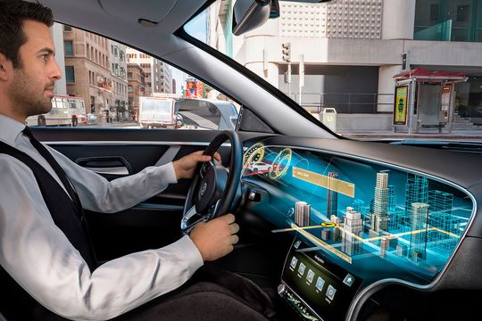 Das 3-D-Display ist von jedem Platz im Fahrzeug aus erkennbar.