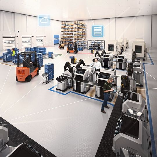 Für einen sicheren Warentransport erstellt das ActiveShuttle während der ersten manuell betriebenen Rundfahrt in der Fabrikumgebung mittels Laserscanner eine Referenzkarte, in der Quellen und Senkkoordinaten eingelernt und die Fahrwege angelegt werden. Für einen sicheren Warentransport erstellt das ActiveShuttle während der ersten manuell betriebenen Rundfahrt in der Fabrikumgebung mittels Laserscanner eine Referenzkarte, in der Quellen und Senkkoordinaten eingelernt und die Fahrwege angelegt werden.