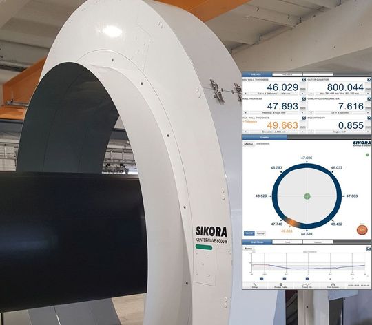 Centerwave 6000/1600 heißt Sikoras bisher größtes System zur In-Line-Durchmesserkontrolle von Rohren während deren Extrusion. Es arbeitet auch mit Millimeterwellen-Technik und somit ohne Störeinflüsse und Koppelmedien. Durchmesser zwischen 630 und 1600 mm können damit ohne Kalibriervorgang überprüft werden, heißt es. Centerwave 6000/1600 heißt Sikoras bisher größtes System zur In-Line-Durchmesserkontrolle von Rohren während deren Extrusion. Es arbeitet auch mit Millimeterwellen-Technik und somit ohne Störeinflüsse und Koppelmedien. Durchmesser zwischen 630 und 1600 mm können damit ohne Kalibriervorgang überprüft werden, heißt es.