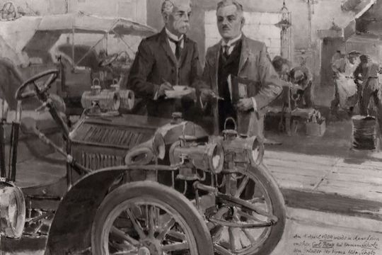 1904 unterschrieb Hermann Scholz den ersten Liefervertrag mit Carl Benz. 1904 unterschrieb Hermann Scholz den ersten Liefervertrag mit Carl Benz.